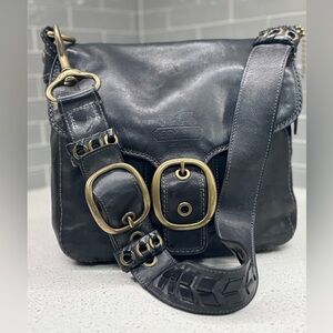 COACH Bleecker Tattersall Flap Buckle Back